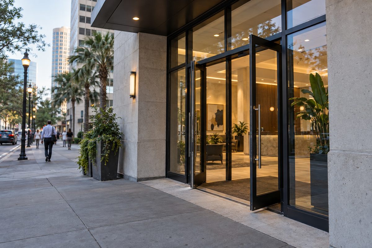 Pine Hyrst street-level entrance at 803 North Tampa Street in downtown Tampa