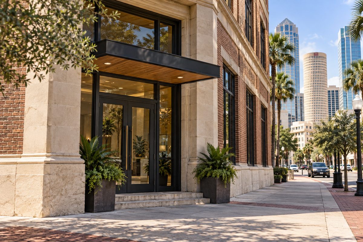 Street entrance of 803 North Tampa Street in downtown Tampa Florida