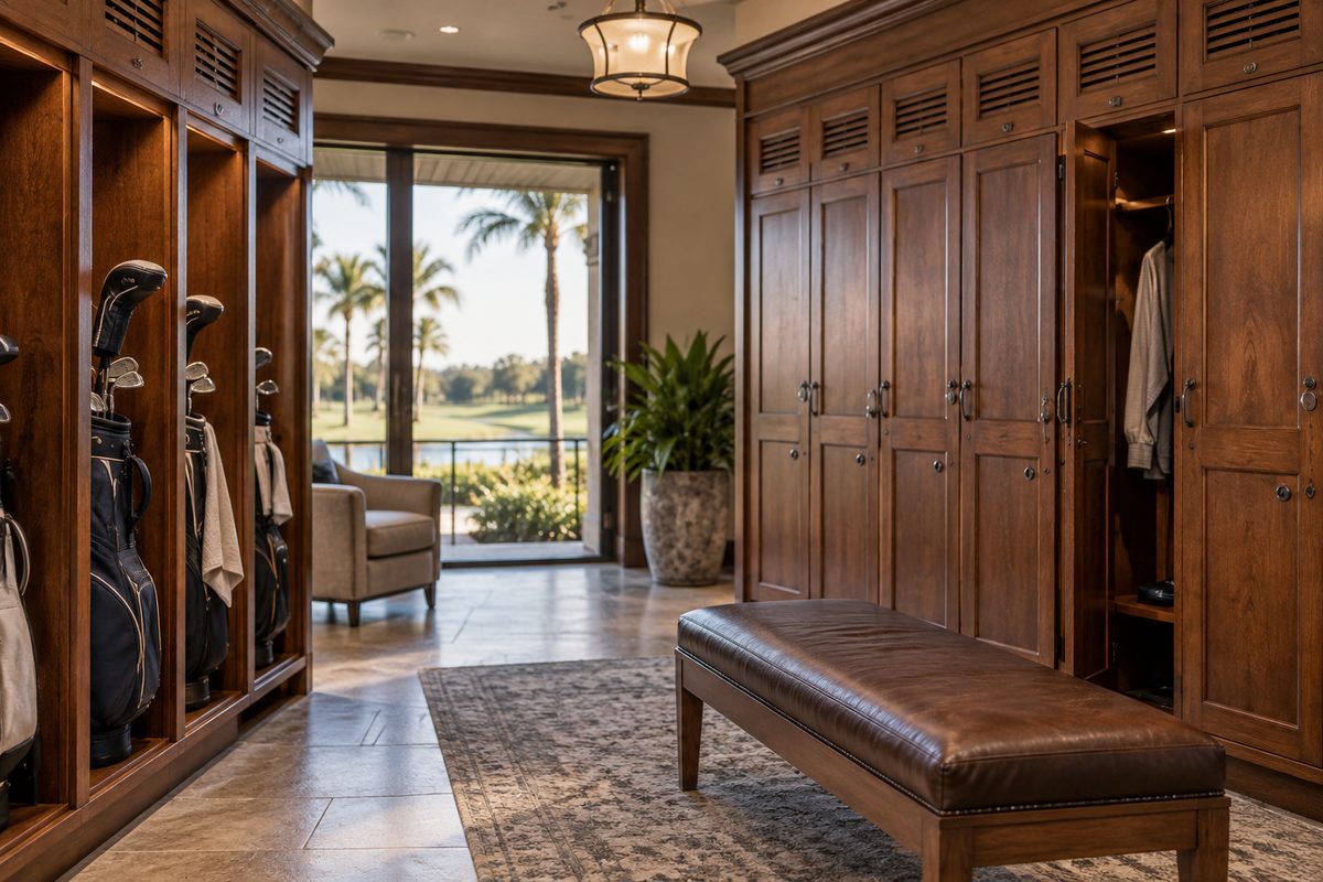 Member bag storage lockers and club amenity area at Pine Hyrst