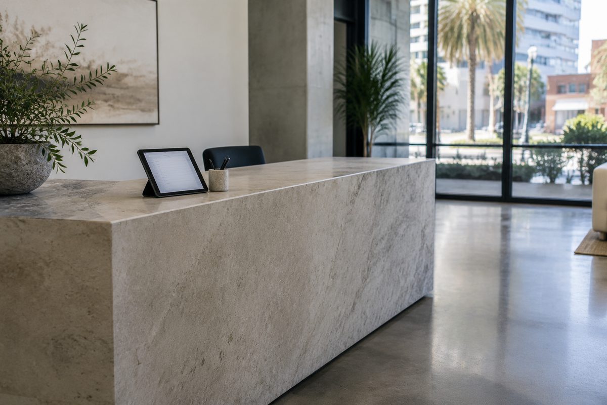 Pine Hyrst reception check-in desk in downtown Tampa