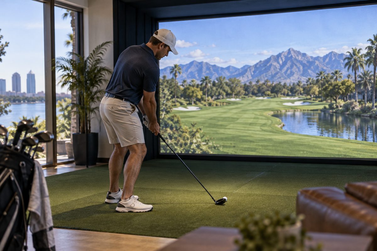 Virtual championship golf course simulator play in Tampa